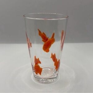 Crate & Barrel Discontinued Hand Blown Koi Fish Orange Highball Glass